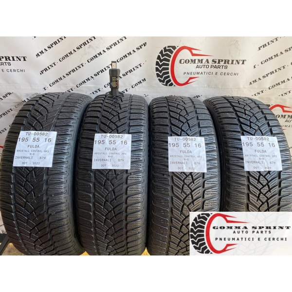 4 PNEUMATICI 195/55 R16 FULDA INVERNALI 85%