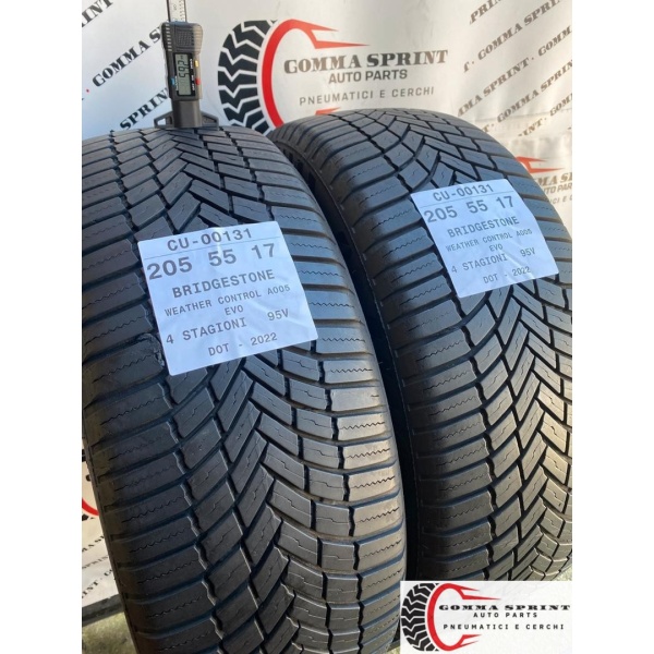 2 PNEUMATICI 205/55 R17 BRIDGESTONE 4 STAGIONI - immagine 2