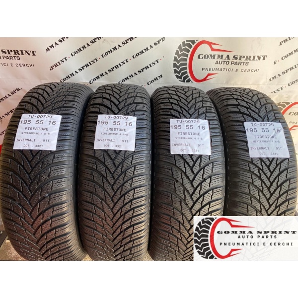 4 PNEUMATICI 195/55 R16 FIRESTONE INVERNALI KM0