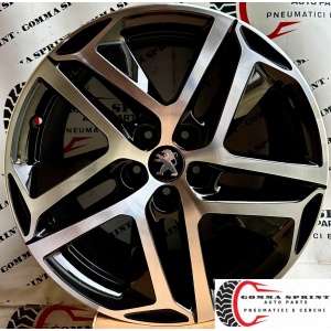 4 CERCHI IN LEGA ORIGINALI RAGGIO 18 PEUGEOT 308 NEW NERO LUCIDO DIAMANTATO (PARI AL NUOVO)