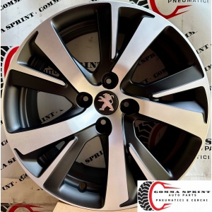 4 CERCHI IN LEGA ORIGINALI RAGGIO 17 PEUGEOT 2008 NERO OPACO DIAMANTATO (PARI AL NUOVO)