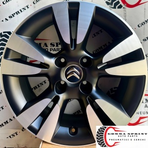 4 CERCHI IN LEGA ORIGINALI RAGGIO 16 CITROEN C3 NERO OPACO DIAMANTATO