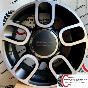 4 CERCHI IN LEGA ORIGINALI RAGGIO 15 FIAT 500 NERO OPACO DIAMANTATO