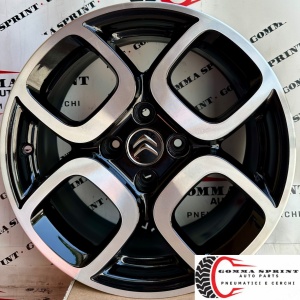 4 CERCHI IN LEGA ORIGINALI RAGGIO 16 CITROEN C3 C4 NERO LUCIDO DIAMANTATO (PARI AL NUOVO)