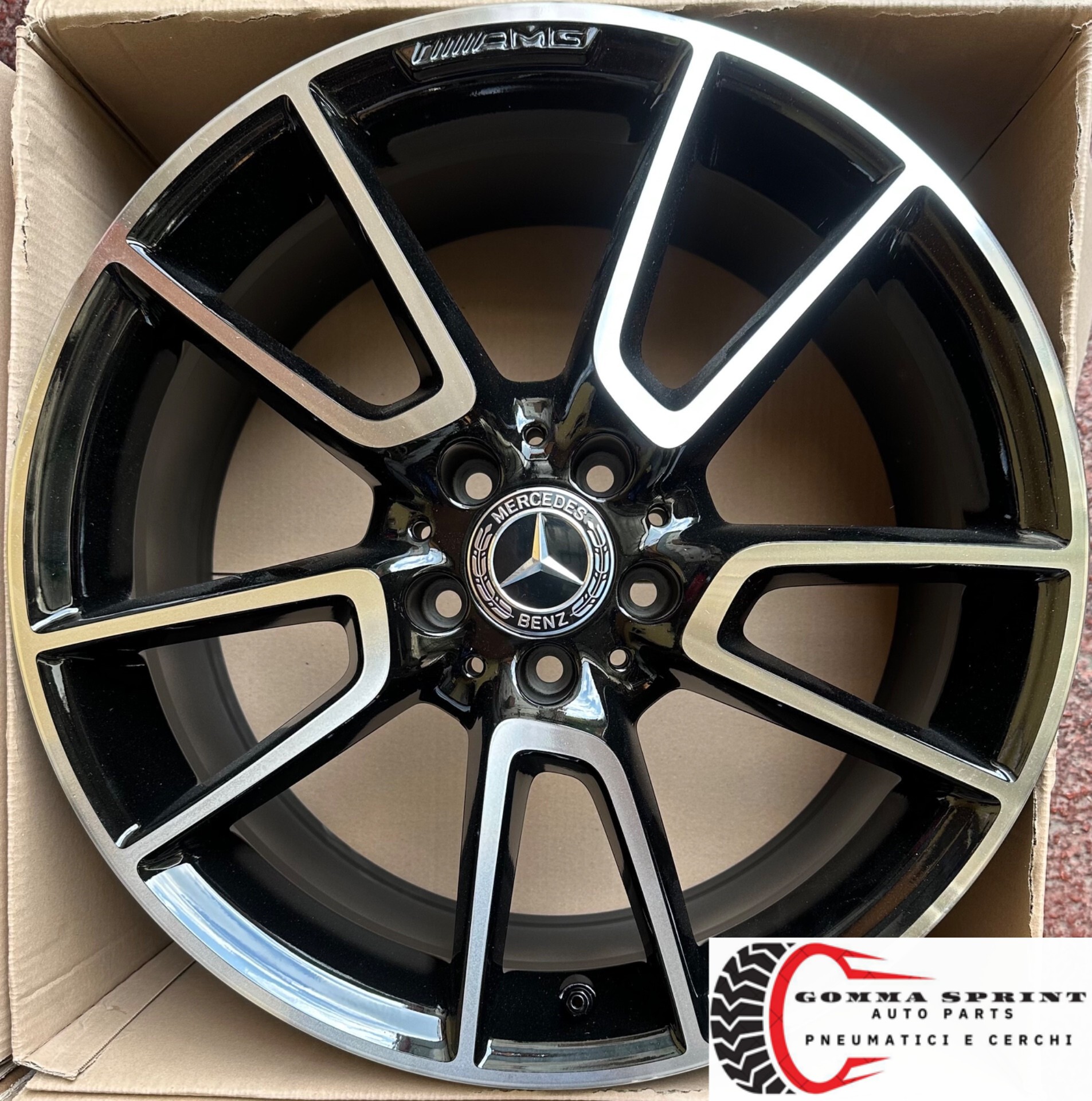 4 CERCHI IN LEGA ORIGINALI RAGGIO 19 MERCEDES CLASSE C AMG NERO LUCIDO DIAMANTATO (PARI AL NUOVO) - immagine 10