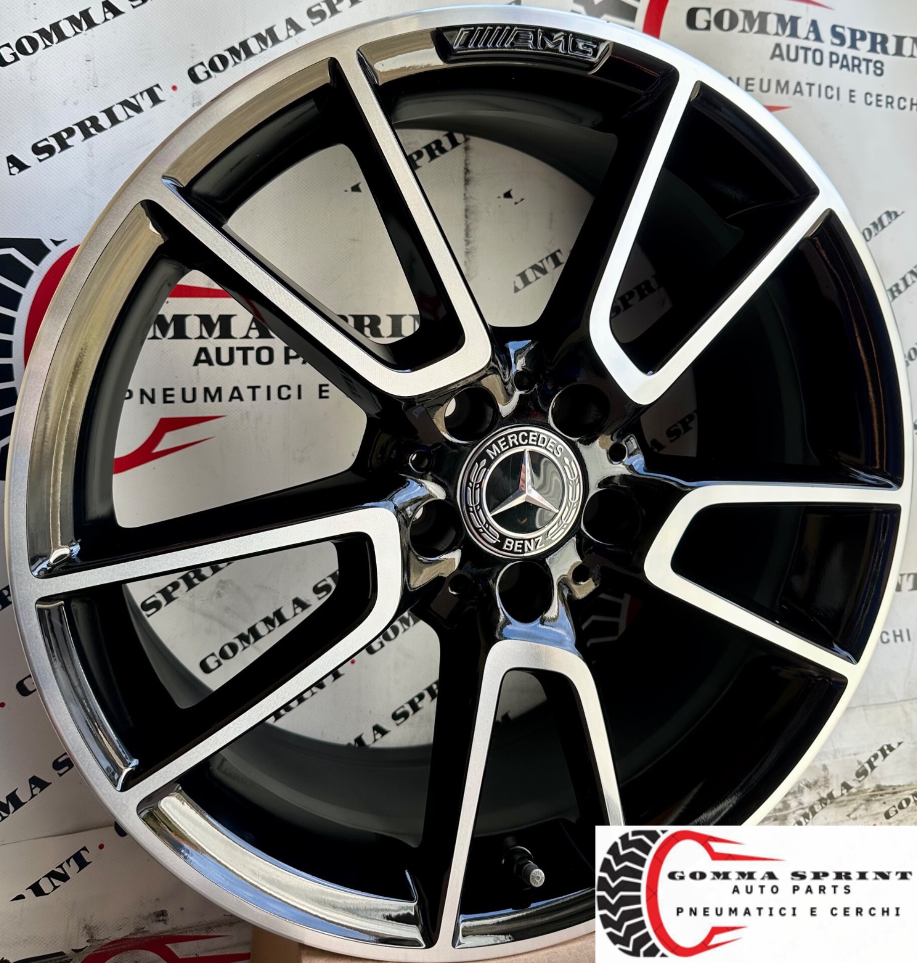 4 CERCHI IN LEGA ORIGINALI RAGGIO 19 MERCEDES CLASSE C AMG NERO LUCIDO DIAMANTATO (PARI AL NUOVO) - immagine 2