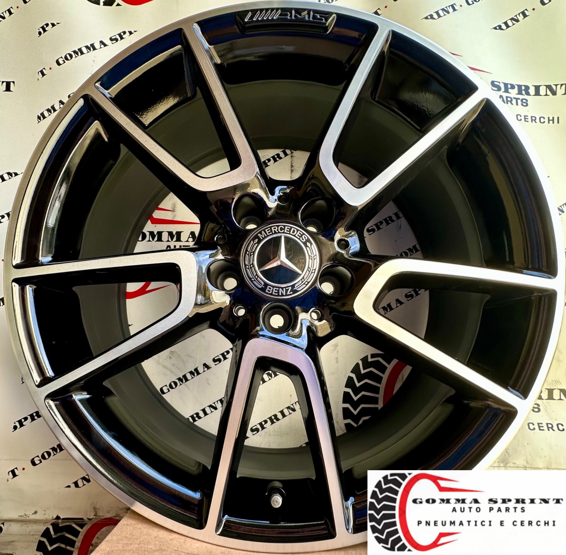 4 CERCHI IN LEGA ORIGINALI RAGGIO 19 MERCEDES CLASSE C AMG NERO LUCIDO DIAMANTATO (PARI AL NUOVO) - immagine 4