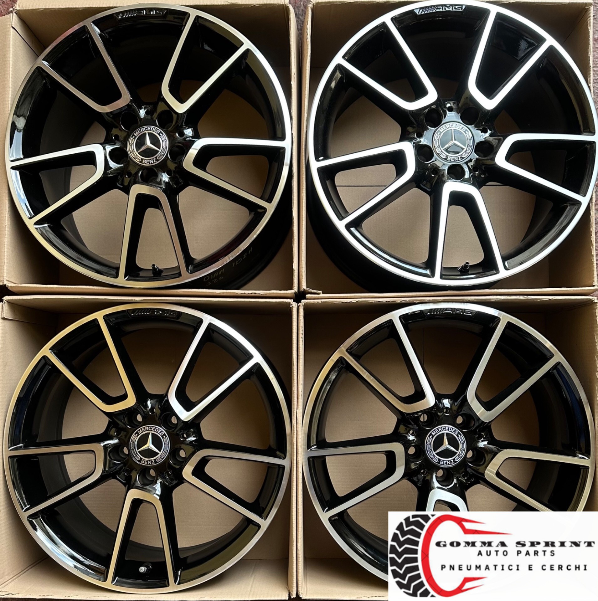 4 CERCHI IN LEGA ORIGINALI RAGGIO 19 MERCEDES CLASSE C AMG NERO LUCIDO DIAMANTATO (PARI AL NUOVO) - immagine 6