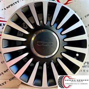 4 CERCHI IN LEGA ORIGINALI RAGGIO 15 FIAT 500 NERO OPACO DIAMANTATO (PARI AL NUOVO)