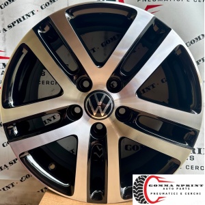 4 CERCHI IN LEGA ORIGINALI RAGGIO 16 VOLKSWAGEN GOLF NERO LUCIDO DIAMANTATO (PARI AL NUOVO)