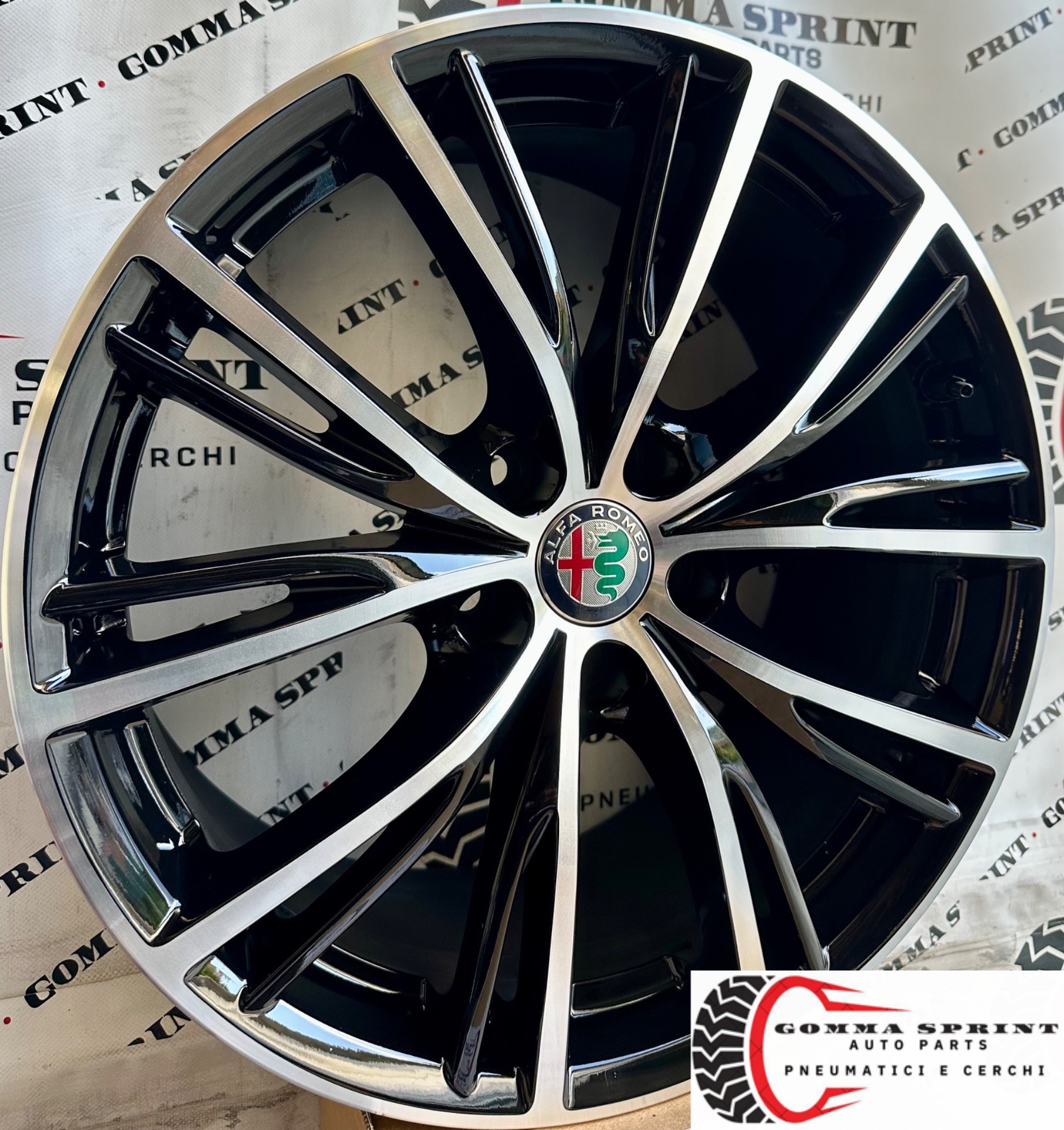 4 CERCHI IN LEGA ORIGINALI RAGGIO 18 ALFA ROMEO STELVIO NERO LUCIDO DIAMANTATO (PARI AL NUOVO) - immagine 2