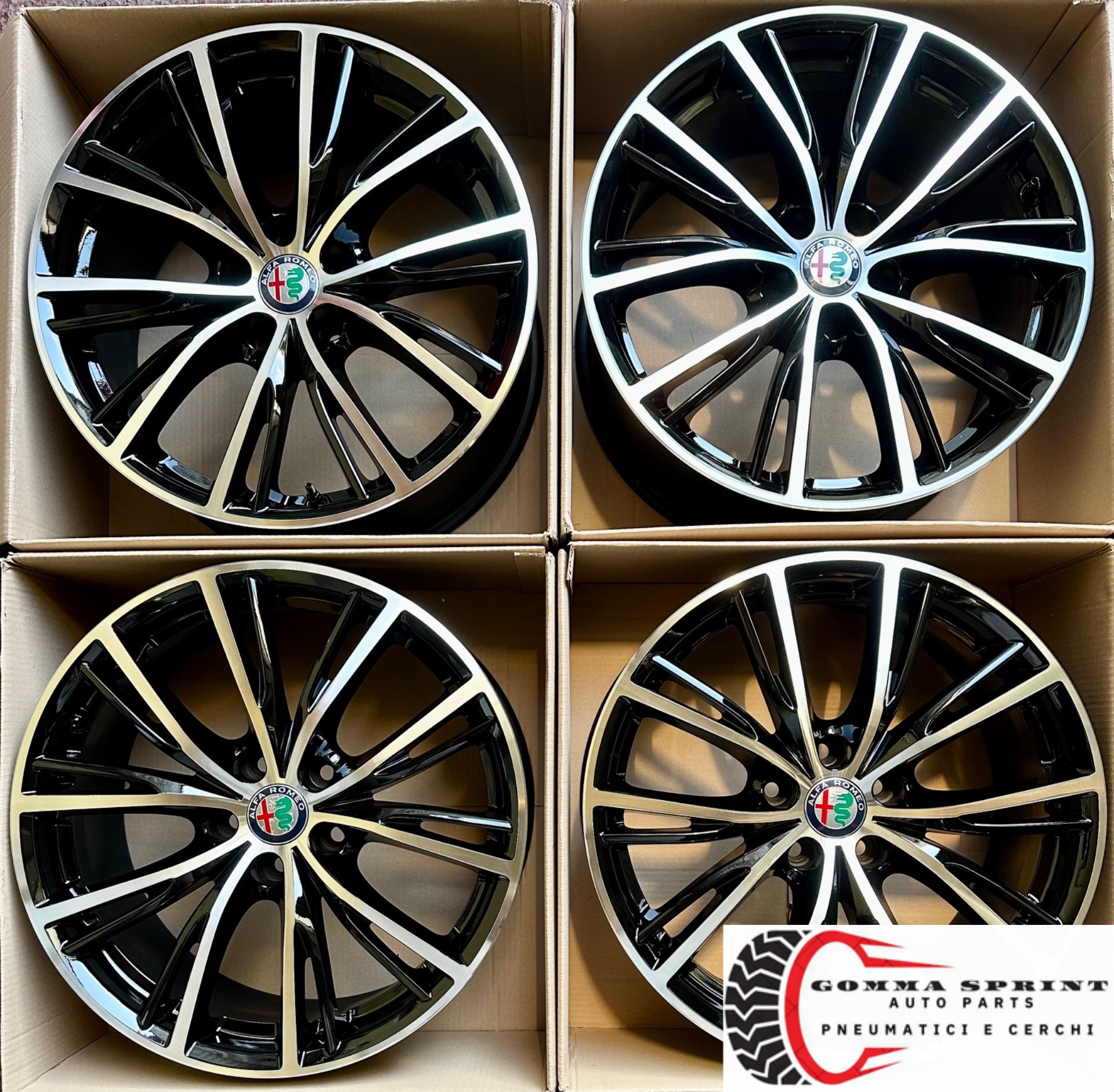 4 CERCHI IN LEGA ORIGINALI RAGGIO 18 ALFA ROMEO STELVIO NERO LUCIDO DIAMANTATO (PARI AL NUOVO) - immagine 4