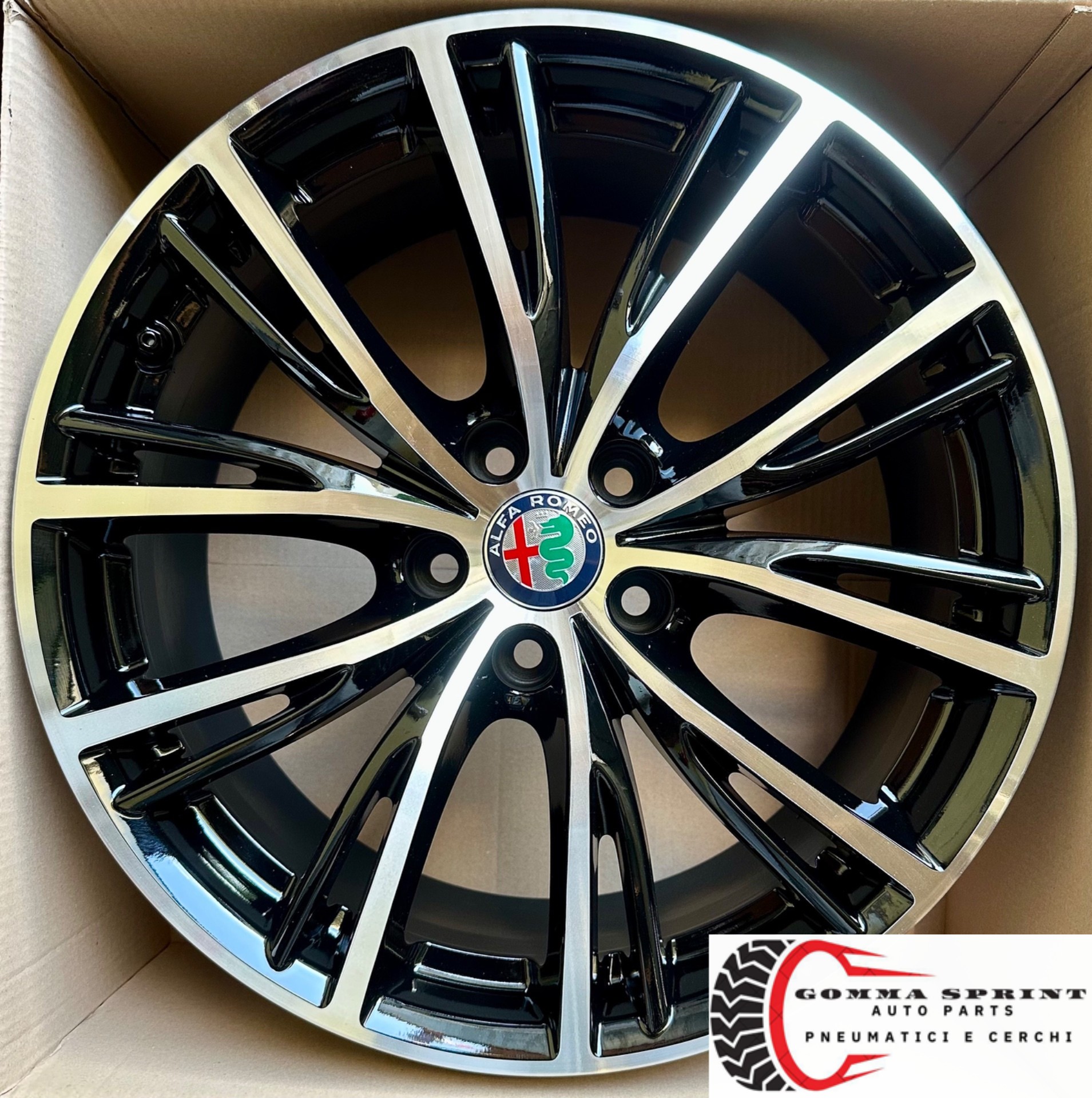 4 CERCHI IN LEGA ORIGINALI RAGGIO 18 ALFA ROMEO STELVIO NERO LUCIDO DIAMANTATO (PARI AL NUOVO) - immagine 5