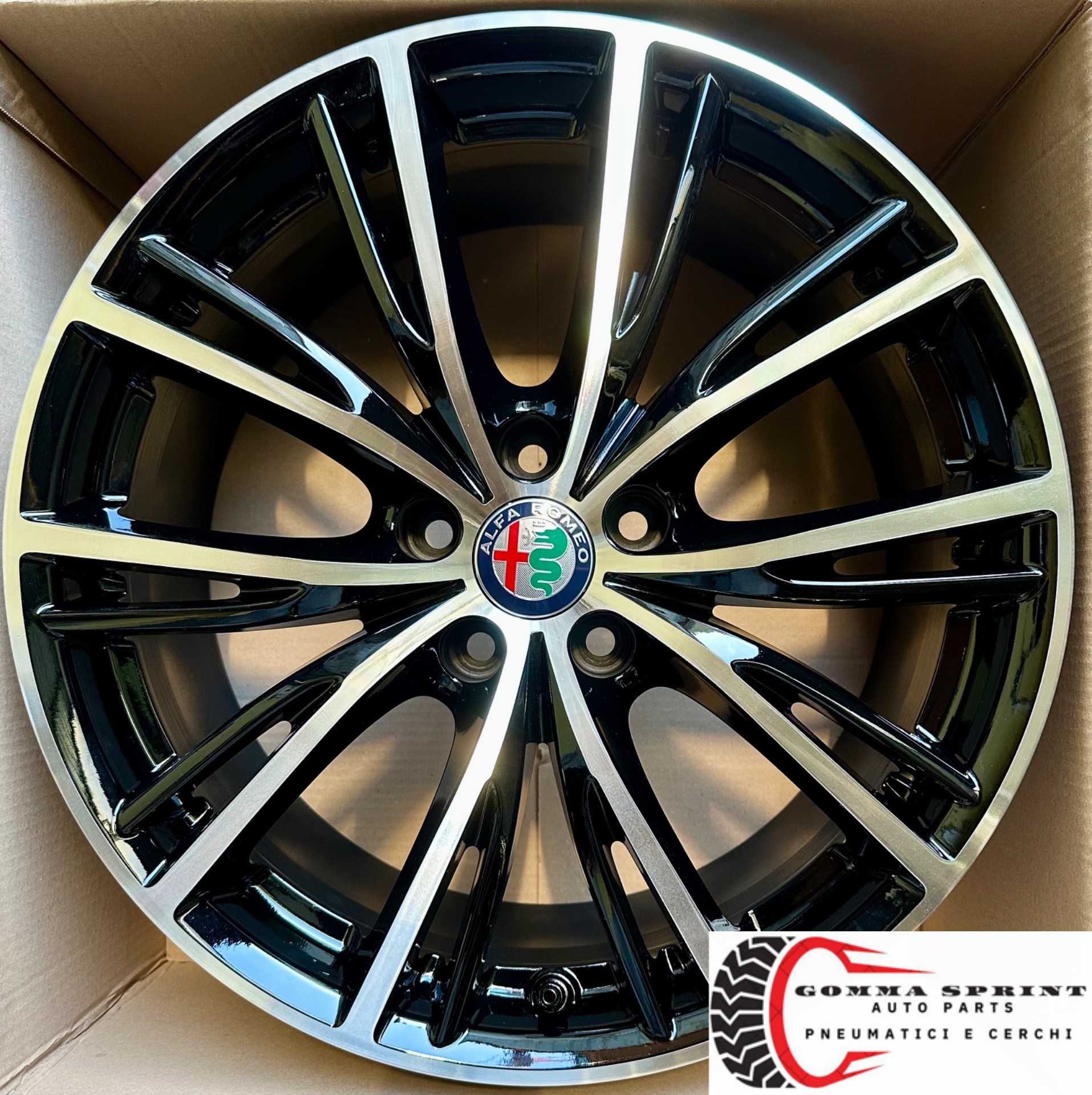4 CERCHI IN LEGA ORIGINALI RAGGIO 18 ALFA ROMEO STELVIO NERO LUCIDO DIAMANTATO (PARI AL NUOVO) - immagine 6