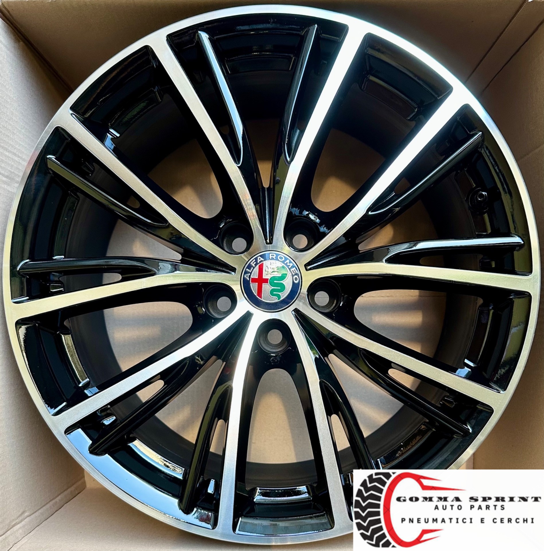 4 CERCHI IN LEGA ORIGINALI RAGGIO 18 ALFA ROMEO STELVIO NERO LUCIDO DIAMANTATO (PARI AL NUOVO) - immagine 8