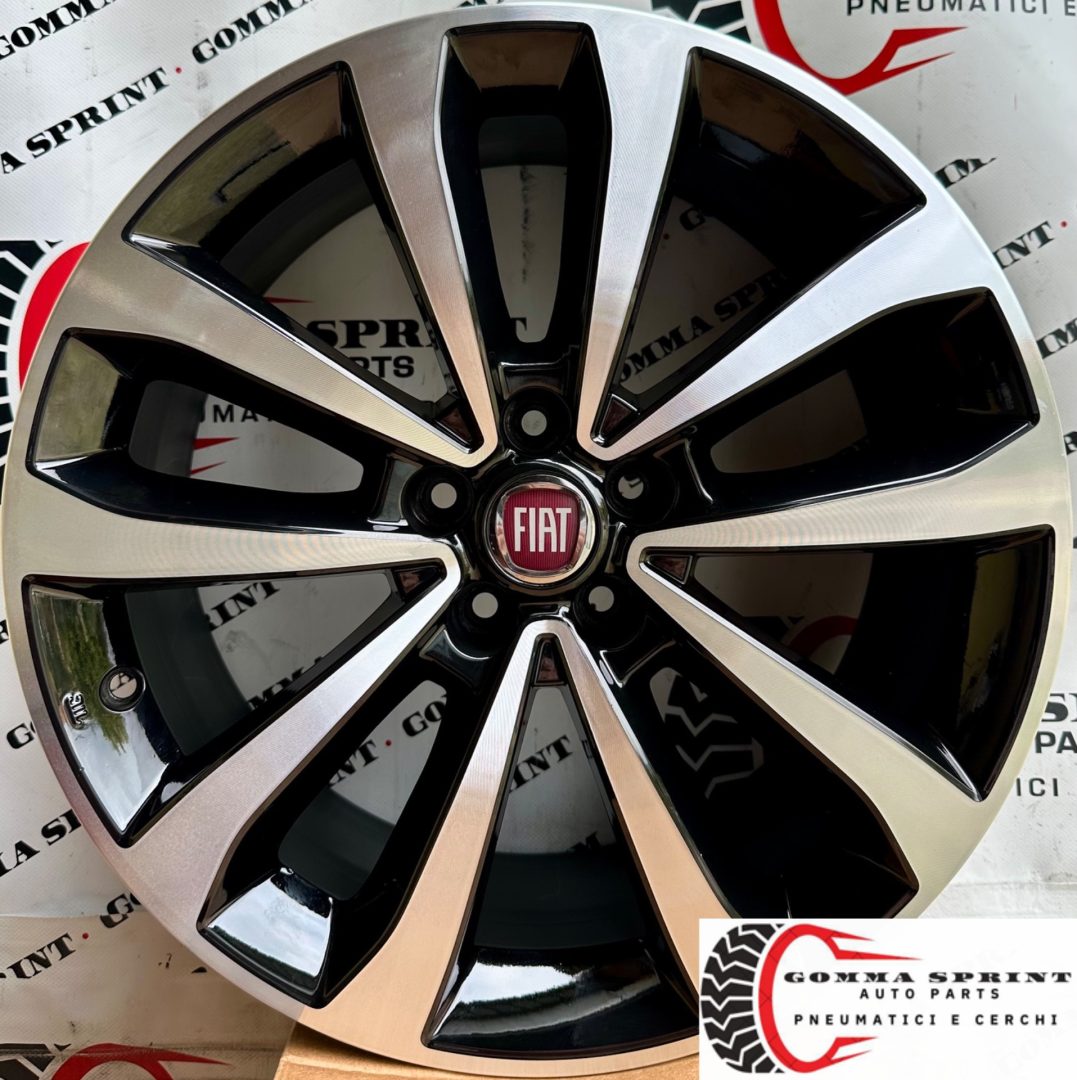 4 CERCHI IN LEGA ORIGINALI RAGGIO 17 FIAT TIPO NERO LUCIDO DIAMANTATO (PARI AL NUOVO)