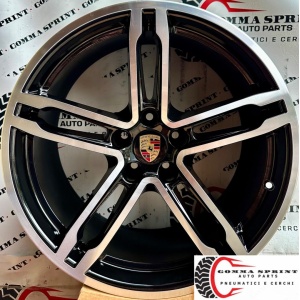 4 CERCHI IN LEGA ORIGINALI RAGGIO 19 PORSCHE MACAN NERO LUCIDO DIAMANTATO (PARI AL NUOVO)
