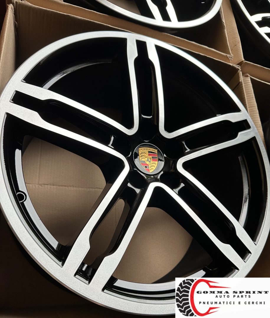 4 CERCHI IN LEGA ORIGINALI RAGGIO 19 PORSCHE MACAN NERO LUCIDO DIAMANTATO (PARI AL NUOVO) - immagine 10