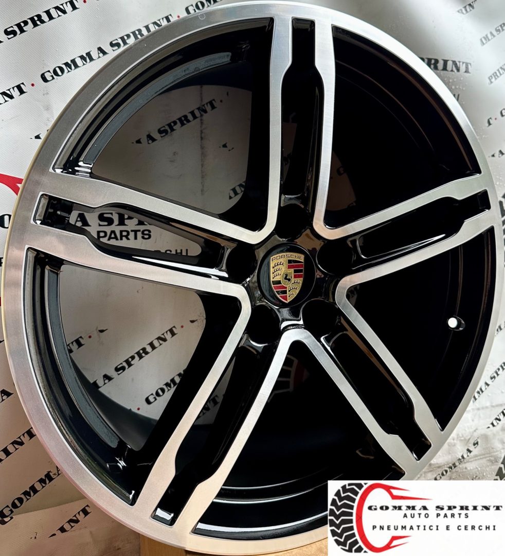 4 CERCHI IN LEGA ORIGINALI RAGGIO 19 PORSCHE MACAN NERO LUCIDO DIAMANTATO (PARI AL NUOVO) - immagine 2