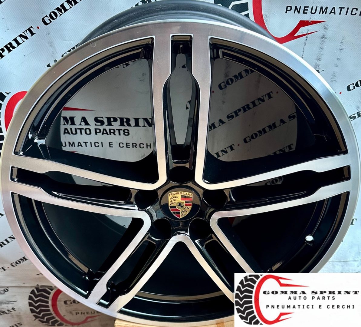 4 CERCHI IN LEGA ORIGINALI RAGGIO 19 PORSCHE MACAN NERO LUCIDO DIAMANTATO (PARI AL NUOVO) - immagine 3
