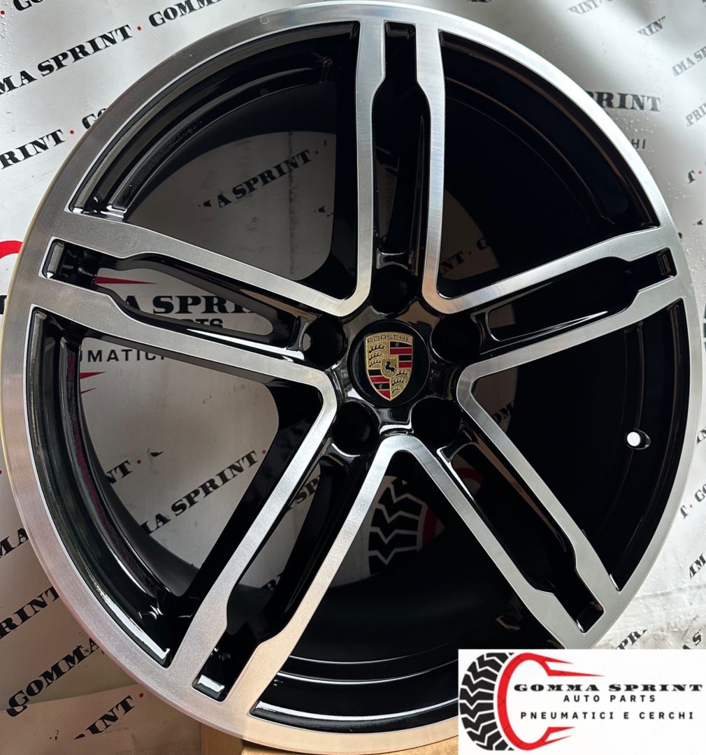 4 CERCHI IN LEGA ORIGINALI RAGGIO 19 PORSCHE MACAN NERO LUCIDO DIAMANTATO (PARI AL NUOVO) - immagine 4