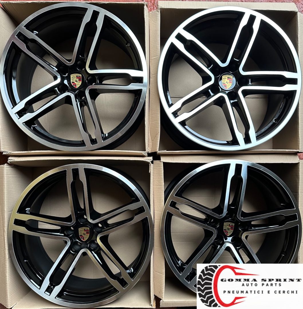 4 CERCHI IN LEGA ORIGINALI RAGGIO 19 PORSCHE MACAN NERO LUCIDO DIAMANTATO (PARI AL NUOVO) - immagine 5