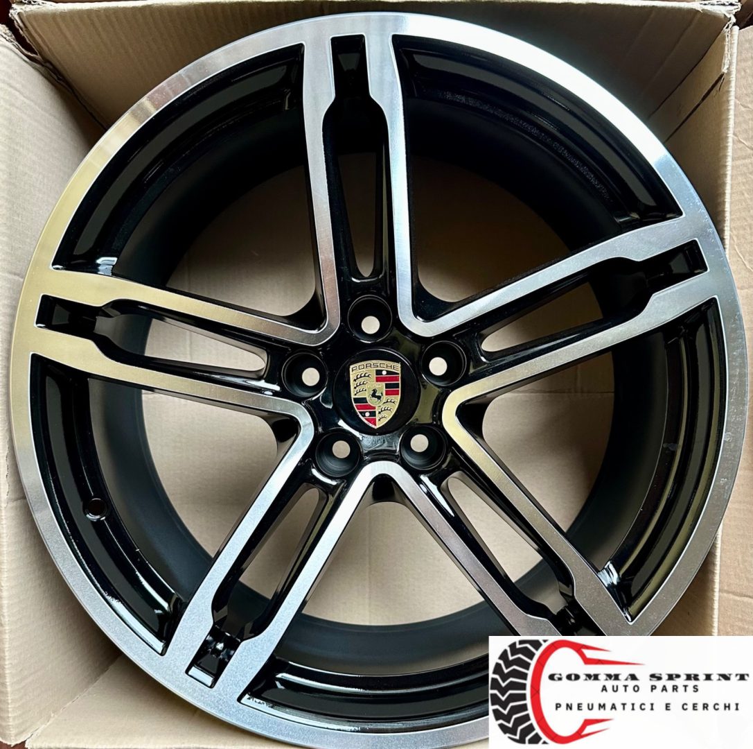 4 CERCHI IN LEGA ORIGINALI RAGGIO 19 PORSCHE MACAN NERO LUCIDO DIAMANTATO (PARI AL NUOVO) - immagine 6