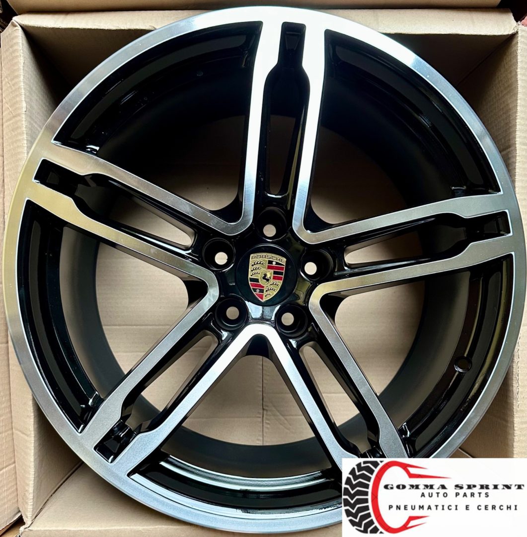 4 CERCHI IN LEGA ORIGINALI RAGGIO 19 PORSCHE MACAN NERO LUCIDO DIAMANTATO (PARI AL NUOVO) - immagine 7