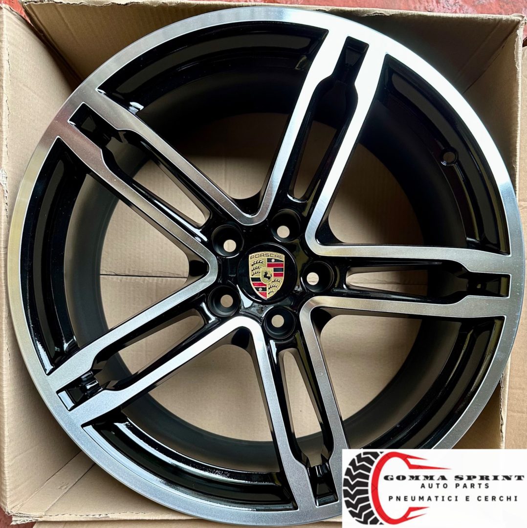 4 CERCHI IN LEGA ORIGINALI RAGGIO 19 PORSCHE MACAN NERO LUCIDO DIAMANTATO (PARI AL NUOVO) - immagine 8