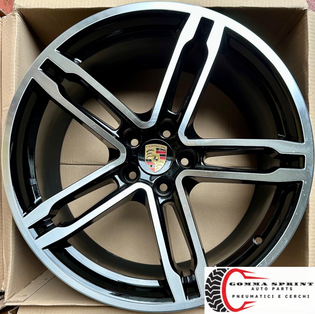 4 CERCHI IN LEGA ORIGINALI RAGGIO 19 PORSCHE MACAN NERO LUCIDO DIAMANTATO (PARI AL NUOVO) - immagine 9