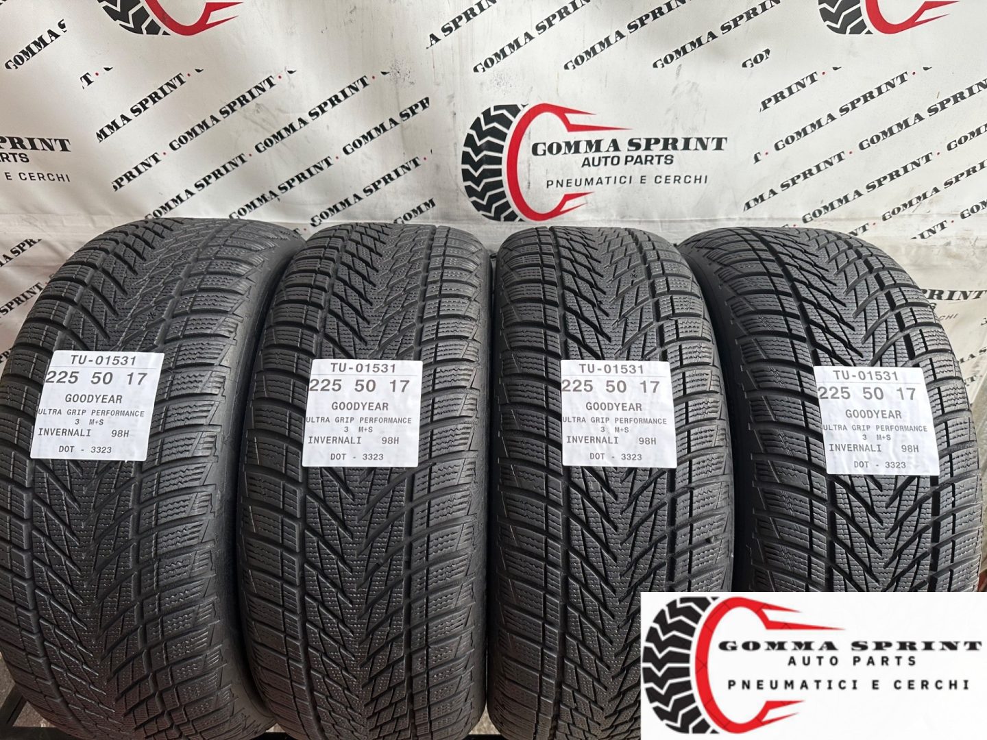 4 PNEUMATICI 225/50 R17 GOODYEAR INVERNALI 95%
