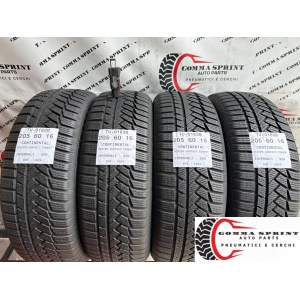 4 PNEUMATICI 205/60 R16 CONTINENTAL INVERNALI 80%