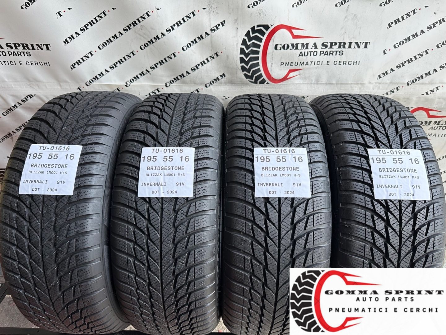 4 PNEUMATICI 195/55 R16 BRIDGESTONE INVERNALI KM0