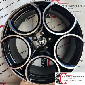 4 CERCHI IN LEGA ORIGINALI RAGGIO 19 ALFA ROMEO STELVIO NERO LUCIDO DIAMANTATO (PARI AL NUOVO)