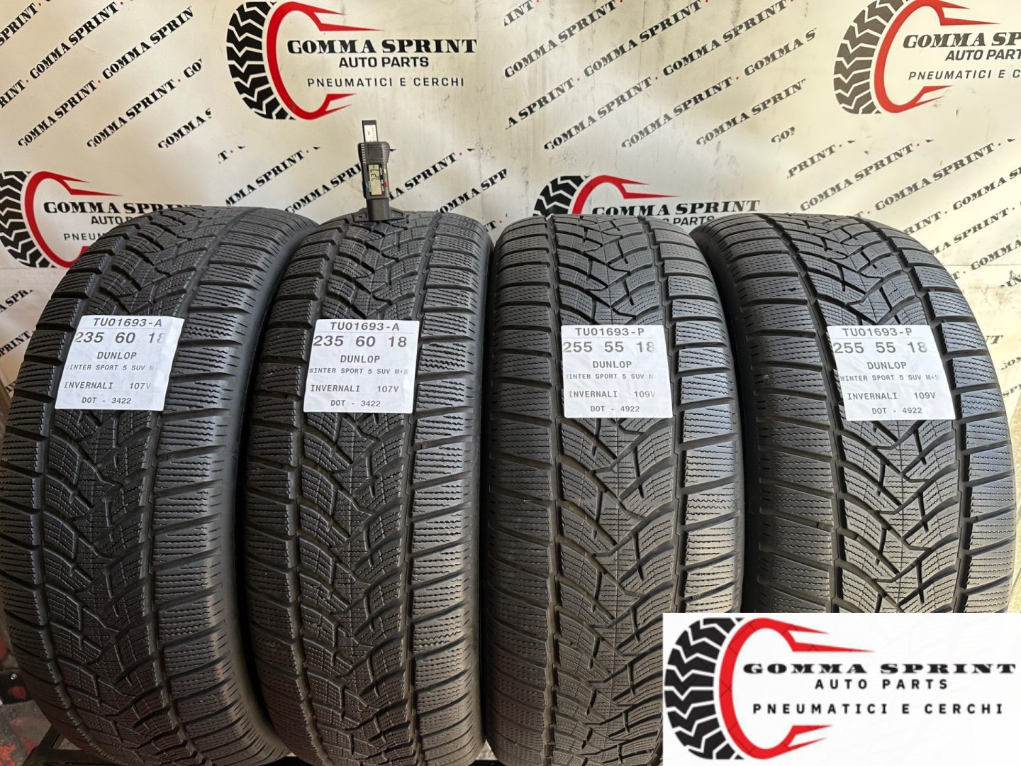 4 PNEUMATICI 235/60 255/55 R18 DUNLOP INVERNALI