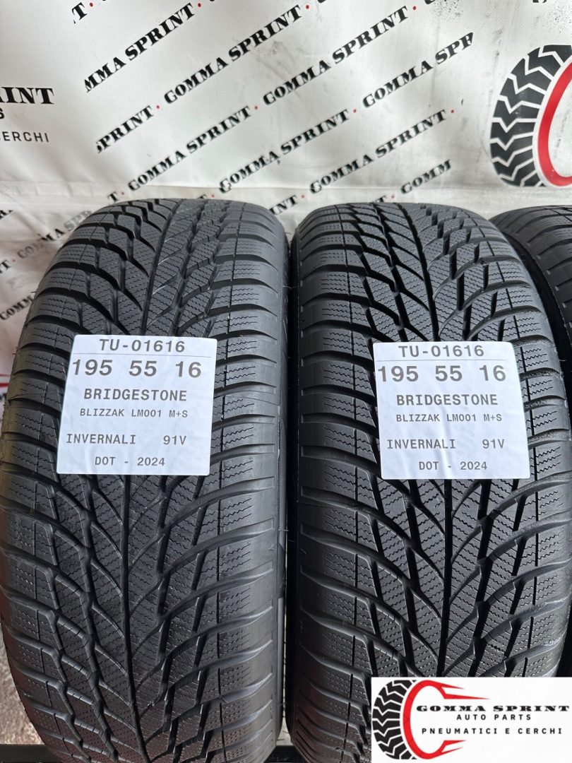 4 PNEUMATICI 195/55 R16 BRIDGESTONE INVERNALI KM0 - immagine 3