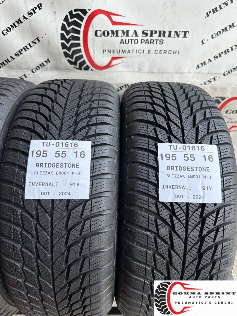 4 PNEUMATICI 195/55 R16 BRIDGESTONE INVERNALI KM0 - immagine 4