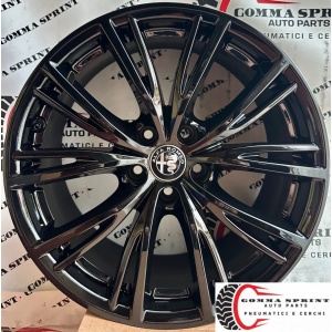4 CERCHI IN LEGA ORIGINALI RAGGIO 18 ALFA ROMEO STELVIO NERO LUCIDO (PARI AL NUOVO)