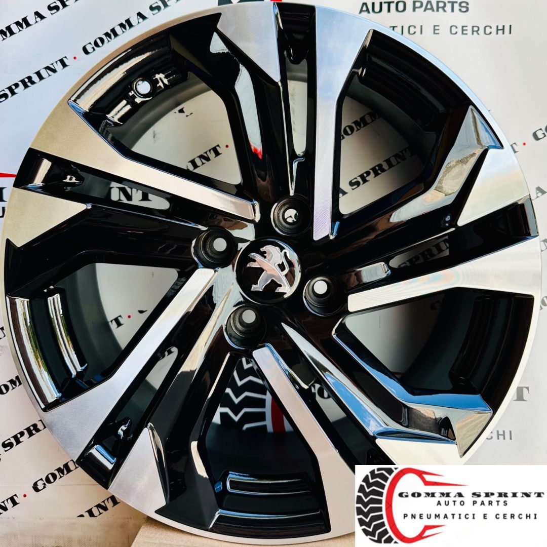 4 CERCHI IN LEGA ORIGINALI RAGGIO 17 PEUGEOT 2008 NERO LUCIDO DIAMANTATO (PARI AL NUOVO)