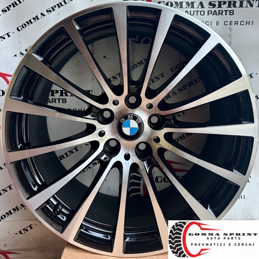 4 CERCHI IN LEGA ORIGINALI RAGGIO 18 BMW SERIE 5 NERO LUCIDO DIAMANTATO (PARI AL NUOVO)