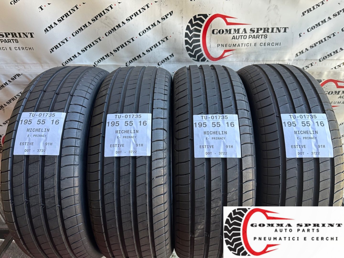 4 PNEUMATICI 195/55 R16 MICHELIN ESTIVE SEMINUOVE