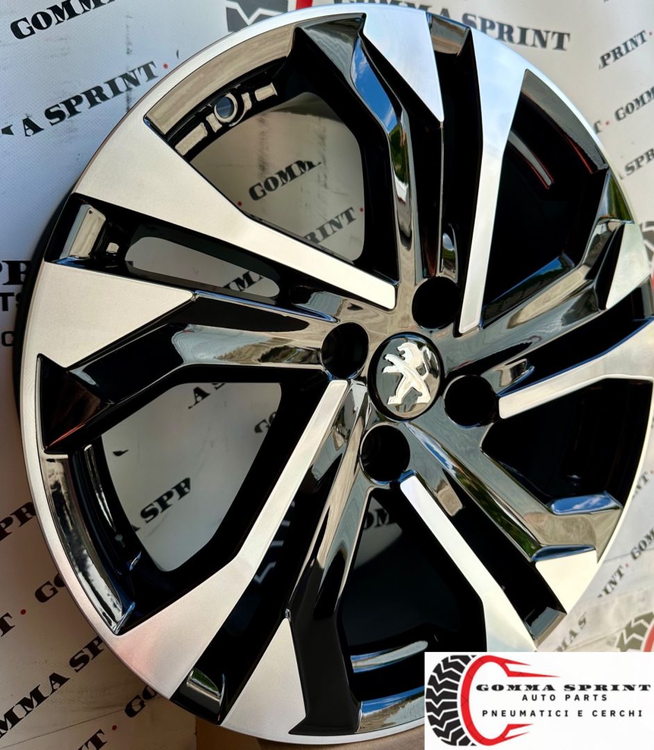 4 CERCHI IN LEGA ORIGINALI RAGGIO 17 PEUGEOT 2008 NERO LUCIDO DIAMANTATO (PARI AL NUOVO) - immagine 2