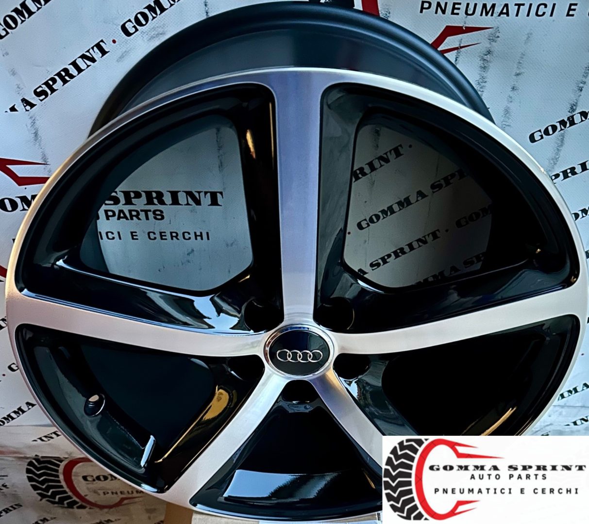 4 CERCHI IN LEGA ORIGINALI RAGGIO 19 AUDI A6 Q5 SQ5 S6 NERO LUCIDO DIAMANTATO (PARI AL NUOVO) - immagine 3