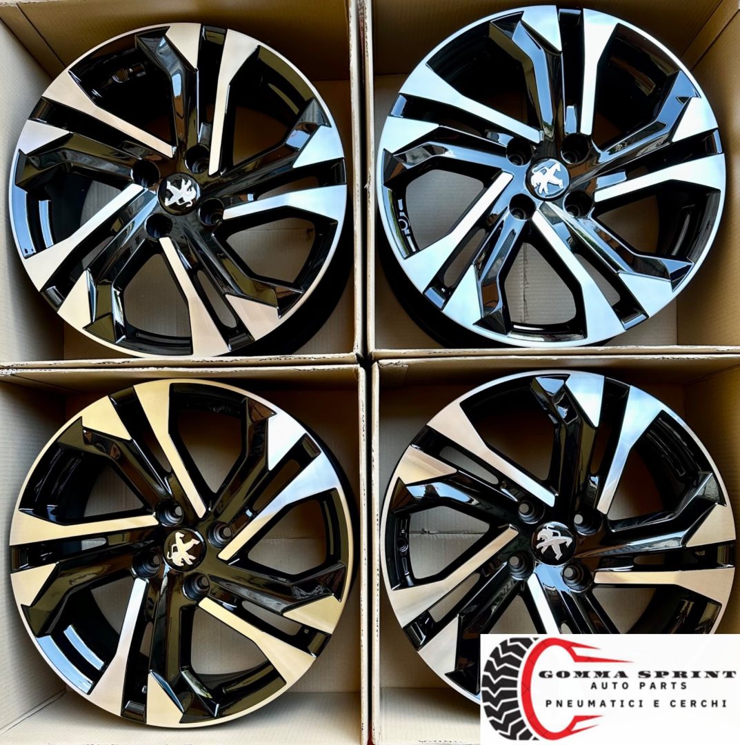 4 CERCHI IN LEGA ORIGINALI RAGGIO 17 PEUGEOT 2008 NERO LUCIDO DIAMANTATO (PARI AL NUOVO) - immagine 4