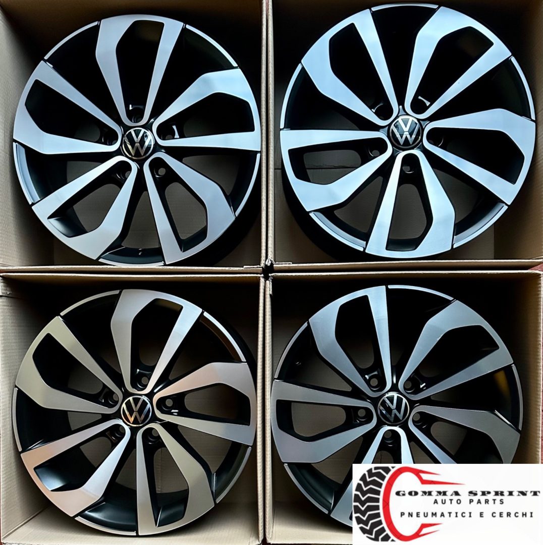 4 CERCHI IN LEGA RAGGIO 17 VOLKSWAGEN T- ROC GOLF 5 6 7 NERO OPACO DIAMANTATO (PARI AL NUOVO) - immagine 4