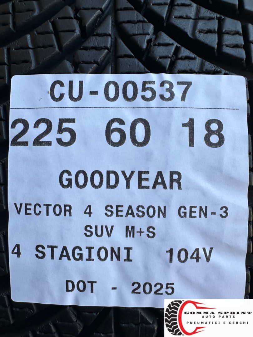 2 PNEUMATICI 225/60 R18 GOODYEAR 4 STAGIONI 90% - immagine 5