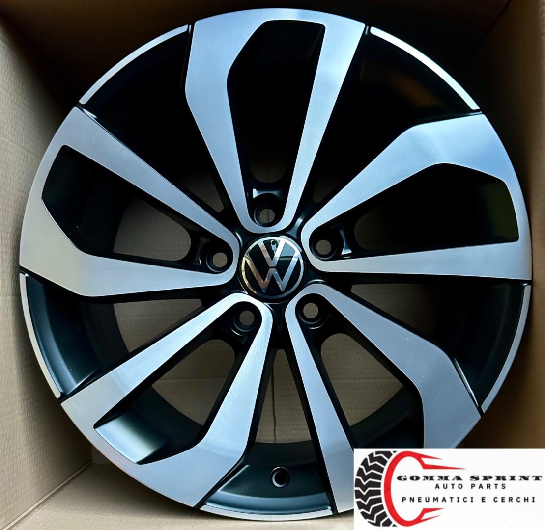 4 CERCHI IN LEGA RAGGIO 17 VOLKSWAGEN T- ROC GOLF 5 6 7 NERO OPACO DIAMANTATO (PARI AL NUOVO) - immagine 7